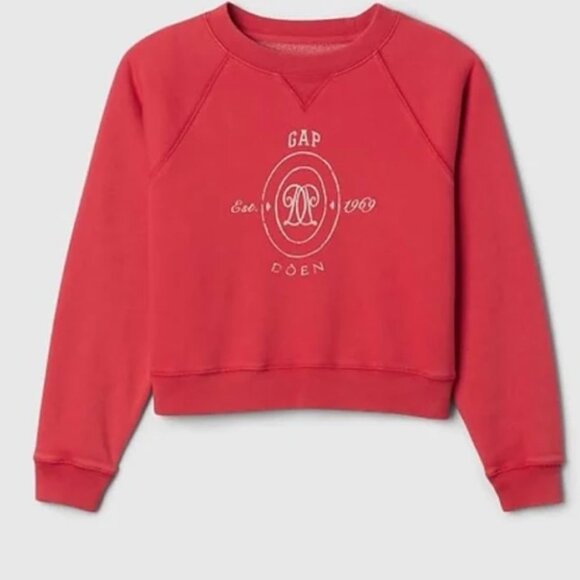 Gap x Doen Red Crop Crew neck Sweater - Kids L/Womens XXS - Picture 2 of 4